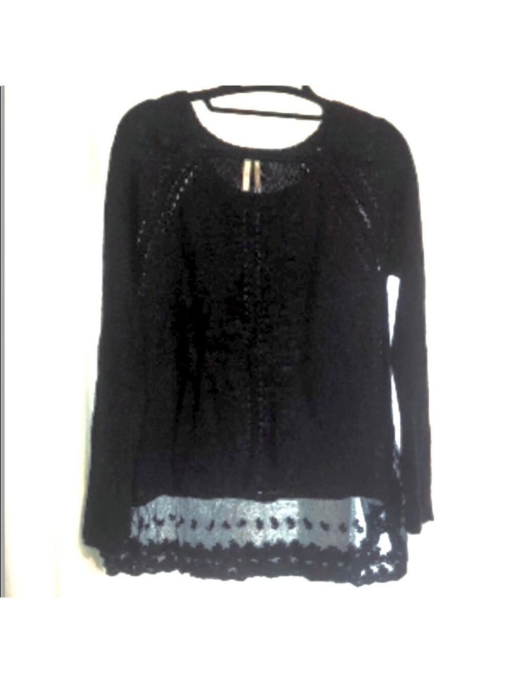 frenchi Black Sweater with Lace Hem